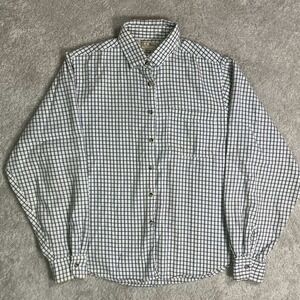 LL Bean Womens 12 Cotton Flannel Gingham Button Down Shirt Vintage Made in USA
